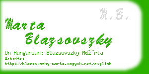 marta blazsovszky business card